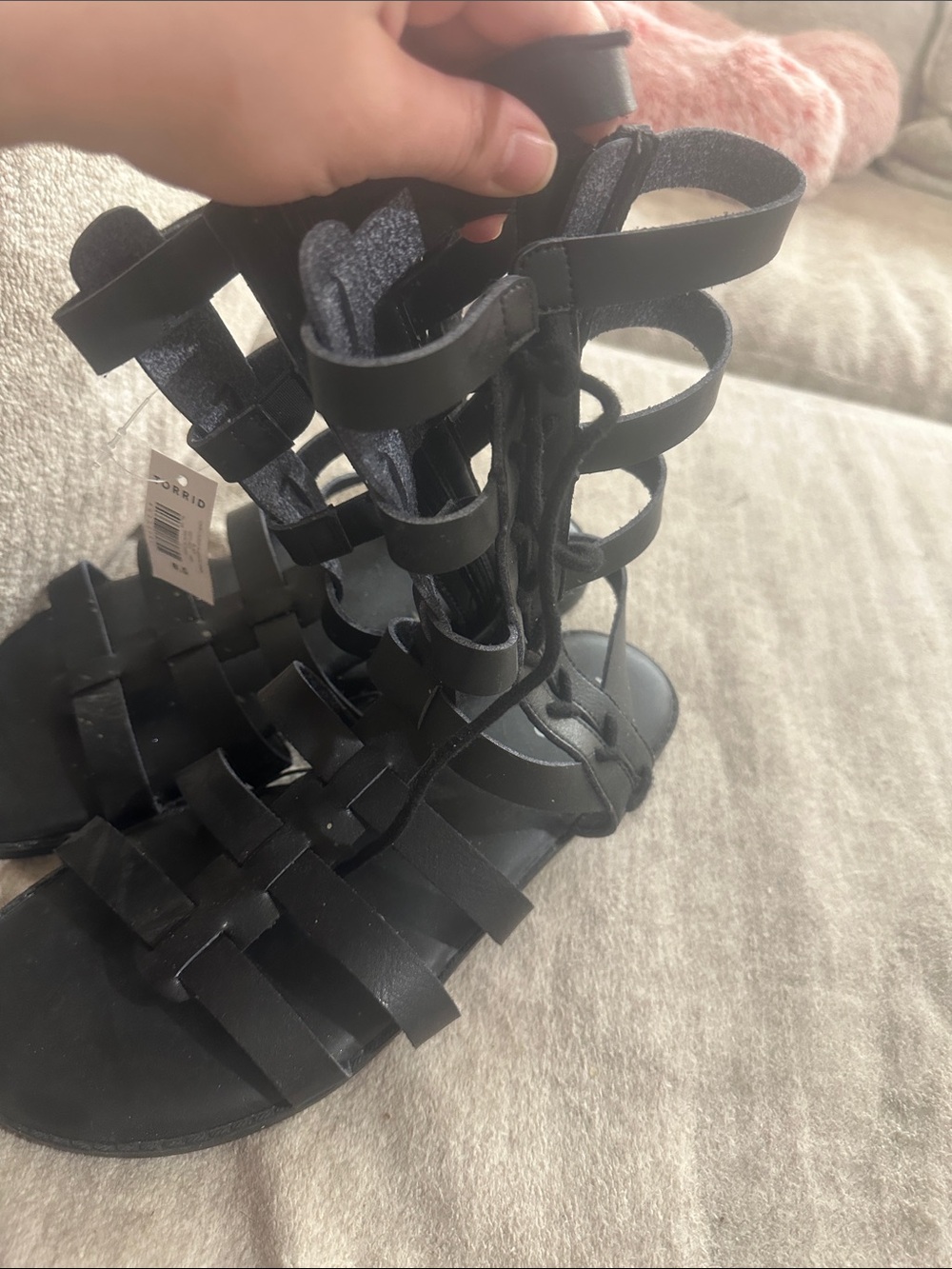 torrid Black Strappy Gladiator Lace-Up Sandals